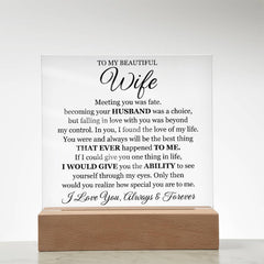 To My Beautiful Wife (Printed) – Acrylic Square - August Bloom