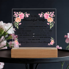 To My Beautiful Wife – Acrylic Square - August Bloom