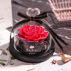 Eternal Rose Gift Box with Glass Dome Decoration - August Bloom