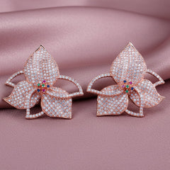 Petal and Leaf Statement Earrings Rose gold