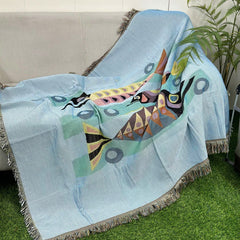 Bohemian Outdoor Blanket for Picnic and Camping The sea is a scale 130x160