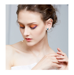 925 Silver Feather Earrings with Swarovski Crystal - August Bloom