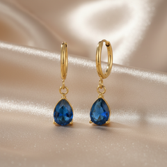 18K Gold-Plated Crystal Hoop Earrings - Capri Collection