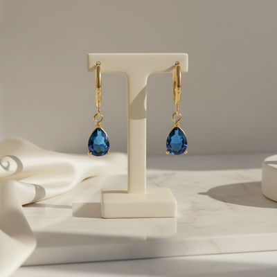 18K Gold-Plated Crystal Hoop Earrings - Capri Collection