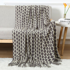 Nordic Style Knitted Sofa Blanket for Home Naps Gray 127*172 (including required)