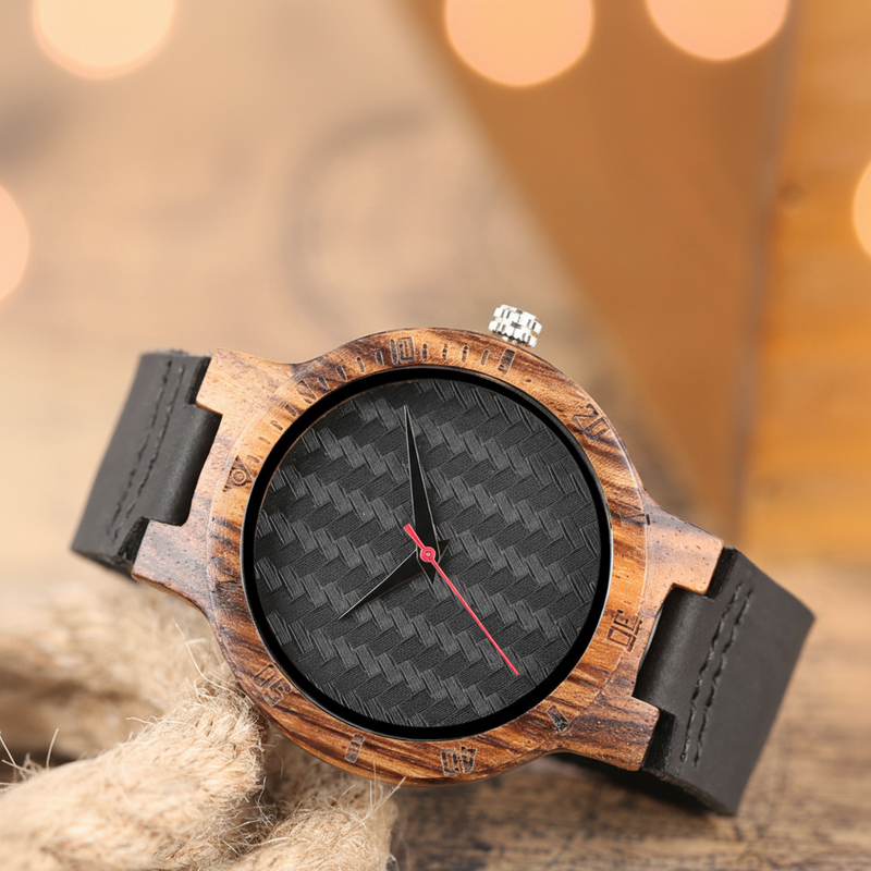 Men's Bamboo Wood Quartz Watch Frosted surface