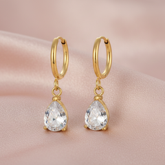 18K Gold-Plated Crystal Hoop Earrings - Capri Collection