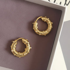 18K Gold Electroplated Circle Pearl Stud Earrings Gold