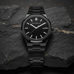 Steel Time Business Watch Silver nail black chain