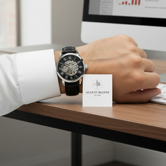 Men's Genuine Leather Openwork Watch