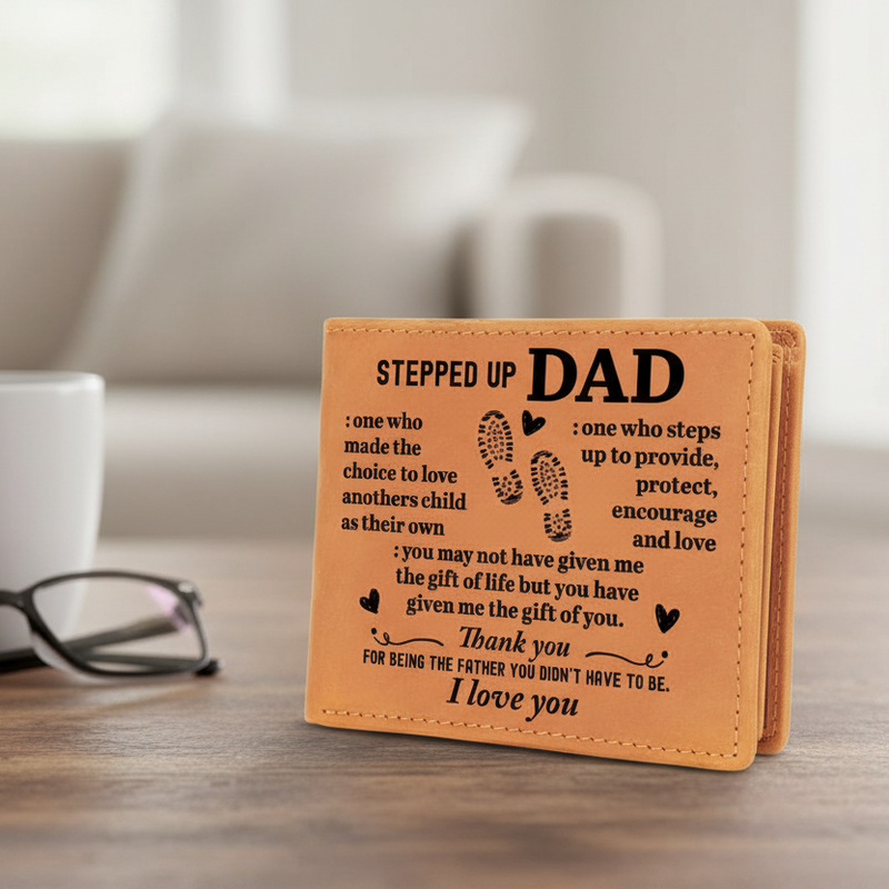 To My Stepdad Choice to Love – Brown Cowhide Leather Wallet